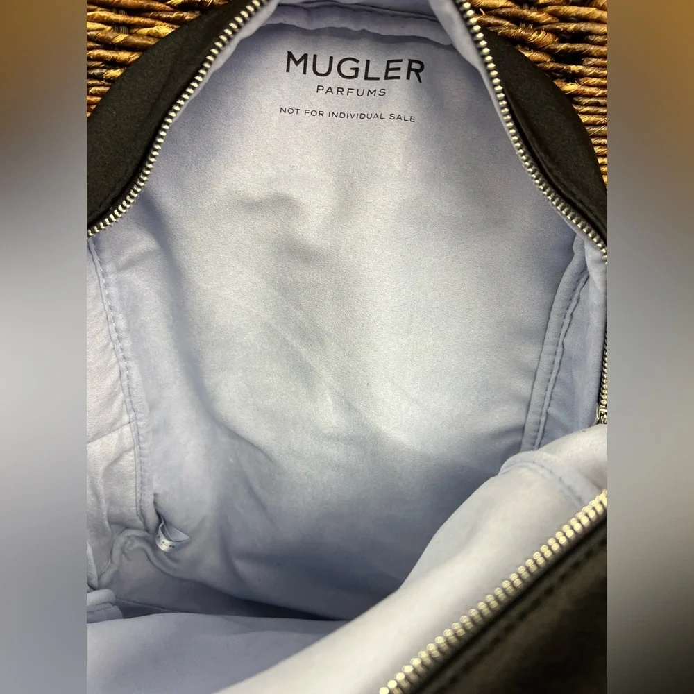 Mugler - Black Backpack- New, plastic over‎ two zippers, Apprx: 11”x13”